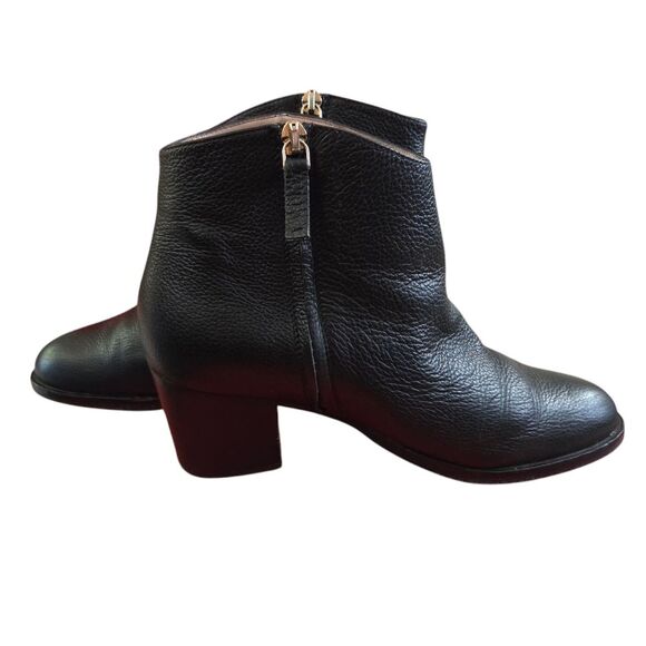 Furla Made In Italy Black Leather Ankle Boots Booties Size 37.5 - Picture 2 of 14